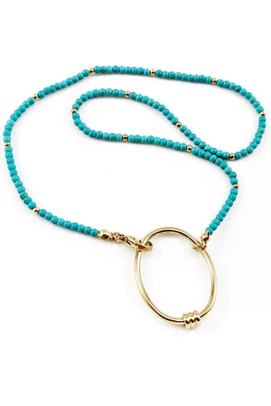 esde2 45cm x 3mm Kralen Ketting Dames - Stalen Goudkleur - Natuursteen - Choker