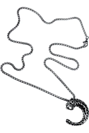 esde2 60cm x 3mm Jasseron Ketting + Panterkop Hanger Unisex - RVS - Panterkop-Hanger Ketting - Dames - Heren