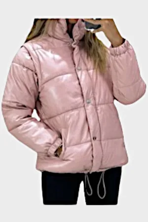 Merkloos Dilena fashion gewatteerd jack/bodywarmer 2 in 1 faux leer