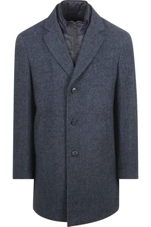 Suitable Coat Wol Twill Donkerblauw