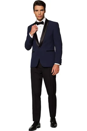OppoSuits Midnight Blue - Heren Tuxedo Smoking met Vlinderdas - Chique - Blauw