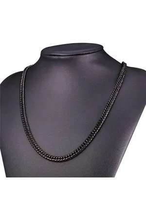 Akyol Zwarte heren ketting-60 cm-6mm-leuke heren ketting-zwarte mannen ketting-ketting-collier-ketting mannen-Mooie zwarte ketting -Effen ketting-stalen ketting-ketting voor vriendin - Ketting voor vriend – 1 ketting - Mannen ketting – Ketting