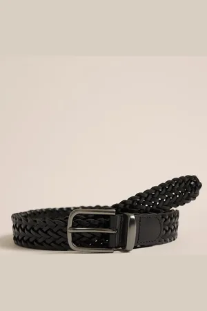WE Fashion Heren leren riem met gevlochten patroon