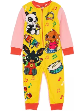 Bunny Onesie - geel met roze - Bing huispak pyjama - maat 104/110 - met ritssluiting