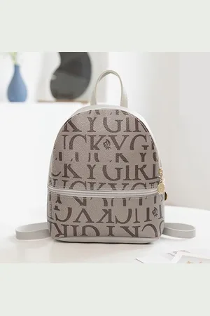 Merkloos Lagloss Fashion Mode Taupe Mini Rugzakje - Modische Multi Rugzak - Type Lil Bag - Mode Rugzak Dames Tieners - 18x21.5x7.5 cm