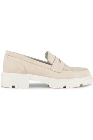 PS Poelman SOPHIE Dames Suède Nubuck Leren Chunky Loafers Mocassins Instappers - Beige Nude