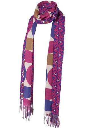 sarlini Langwerpige Sjaal met Franjes Multi Cerise