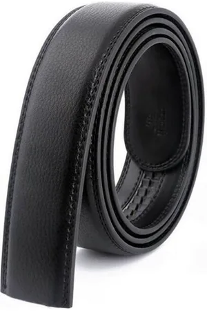 Merkloos Zwarte lederen riem ( 3,1 cm breedte ) zonder gaatjes voor automatische gesp ( gesp niet inbegrepen )