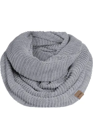 Knit Factory Jamie Gebreide Colsjaal - Ronde Sjaal - Nekwarmer - Wollen Sjaal - Lichtgrijze colsjaal - Dames sjaal - Heren sjaal - Unisex - - One Size