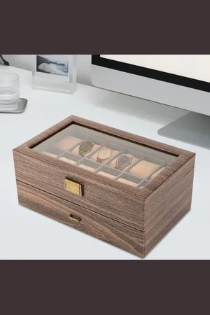 Merkloos Horlogebox Met 24 Compartimenten - Stijlvolle Horloge Houder Voor Mannen & Vrouwen - - Rechthoekig Ontwerp Met Glazen Deksel - Voor Persoonlijk Gebruik & Display
