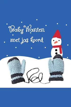Huiscollectie Little Boss - Gebreide herfst / winter wanten / handschoenen met jas-koord - baby / peuter 1-3 yrs - cat.1-2 - / Licht blauw - kleine kinderen - unisex - casual