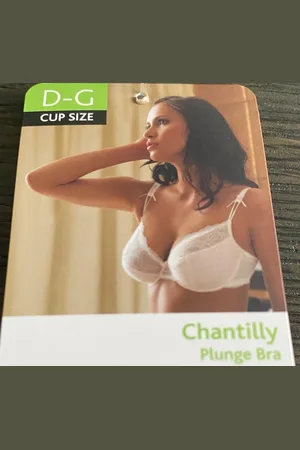 Panache Lingerie Chantilly BH - underwired plunge bra - wit kant met licht roze - maat F70
