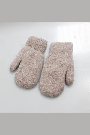 Merkloos Winter stretch gebreide handschoenen - winddichte warme handschoenen - warme handschoenen met pluche voering - outdoor fiets handschoenen - dubbellaagse dikke warme zachte gebreide handschoenen - geschikt voor koud weer