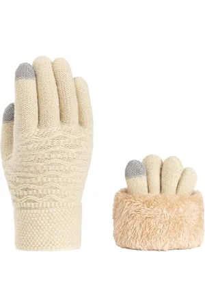 Merkloos Touchscreen handschoenen voor dames - warme winterhandschoenen met fleecevoering - warme jacquard handschoenen - winterhandschoenen voor fietsen en skiën - verdikte handschoenen voor bescherming tegen de kou - geschikt voor koud weer