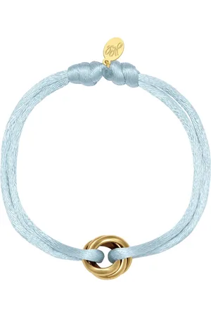 Yehwang Hidzo armband - Licht blauw - Satin knot - Goudkleurig