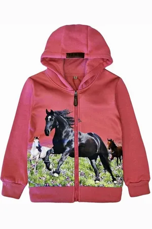 Merkloos Kinder vest met paard horse kleur hoodie maat 110/116 sweatvest Arabier hengst paarden Heel mooi