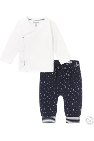 Noppies Dirkje - Kledingset - Broek figuurtjes - Overslag shirt Little wit
