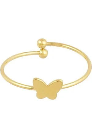 Yehwang Minimalistische ring dames met vlinder - - Dames ring - Verstelbare ring - One size ring - Stainless Steel - Waterproof - Gouden ring - Kerst cadeau - Kerst sieraden - Sinterklaas cadeau - Party - Moederdag - Valentijn - Nikkel vrij