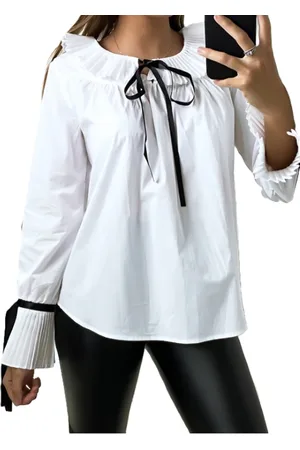 Merkloos Dames Blouse plisse cotton