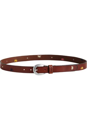 Desigual Leren Riem Belt Mandala Stitch Belt W90 Bruine