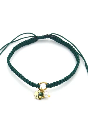 The Musthaves Armband – touw - verstelbaar - sieraad - accessoire – RVS – roestvrij staal – klavertje vier - geluk - goudkleurig – - 16-19cm – cadeau – geschenk – feest – feestdagen