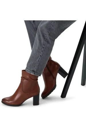 No Stress Dames - leren enkellaarsjes met hak