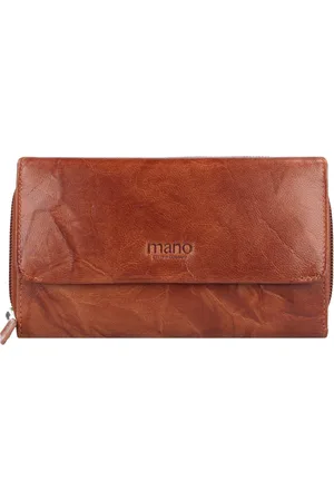 Mano Leren Portemonnee Donna Aurona Wallet with Zip Bruine
