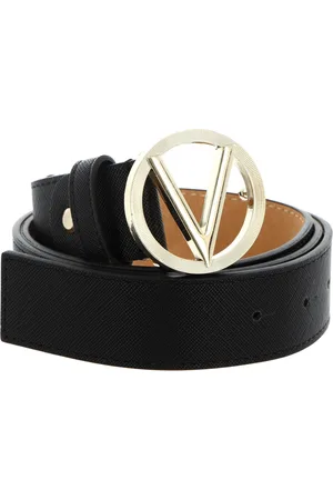 VALENTINO Riem Hampton Plaque Buckle Belt W105 Zwart