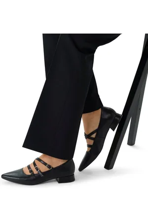Manfield Dames - Zwarte leren loafers met hak