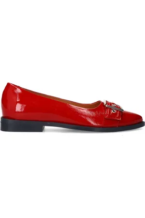 Manfield Dames - Rode leren loafers