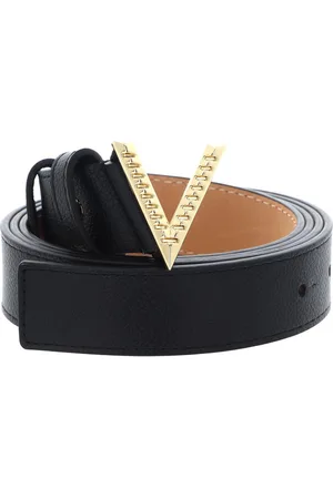VALENTINO Riem Hampton Plaque Buckle Belt W115 Zwart