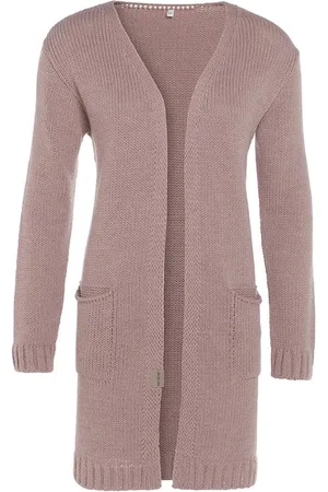 Knit Factory Ruby Gebreid Vest - Gebreide dames cardigan - Middellang vest reikend tot boven de knie - Roze damesvest gemaakt uit 10% wol, 5% Alpaca, 10% viscose en 75% acryl - 36/38 - Met steekzakken