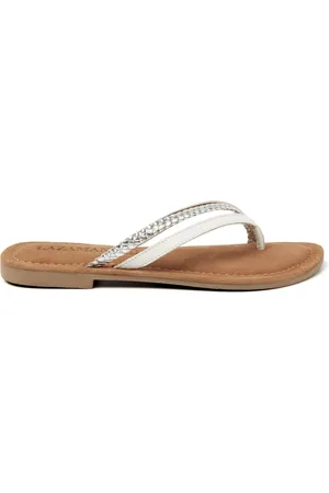 Lazamani Bibi Leren Dames Slippers White