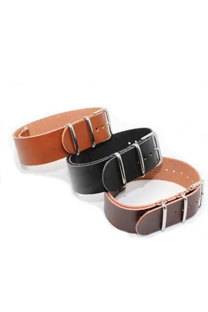 Merkloos Ultra Dunne Geunine Lederen Horloge Band - Zulu Strap - Nato Band - 22MM