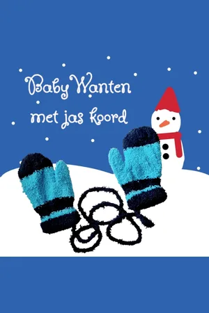 Huiscollectie Little Boss - Gebreide herfst / winter wanten / handschoenen met jas-koord - baby / peuter 1-3 yrs - cat.1-2 - / blauw - kleine kinderen - unisex - casual