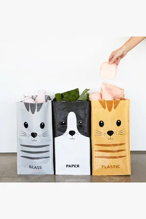 Balvi Afval Recycletassen Met Kat (set Van 3)