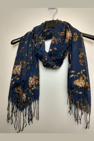 Merkloos Lange dames sjaal Marijke bloemmotief rood bruin wit