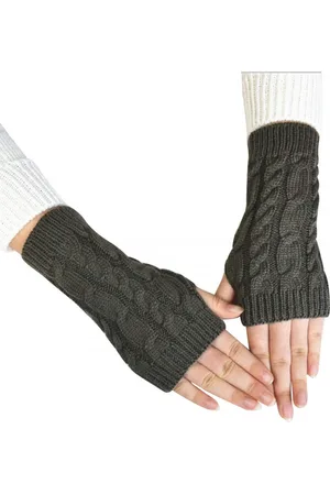 Merkloos Winterhandschoenen zonder vingers voor dames - gebreide warme touchscreen-mouwen - outdoor fiets- en skihandschoenen - effen handschoenen - gebreide mouwen met halve vingers - warme reismouwen