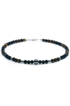 IBIZA MEN MENS JEWELLERY IbizaMen kids - Jongens - ketting - voetbal - RVS - edelsteen - 6mm - 36cm