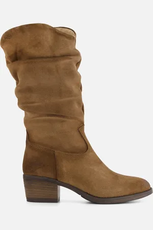 Aqa Hoge plooi laarzen taupe Suede - Dames