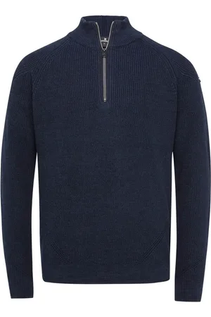 Vanguard Trui Knitted Half Zip Navy - Heren