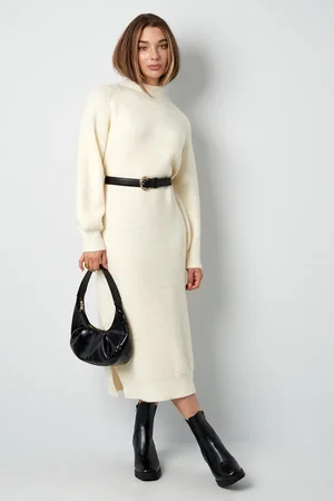 Merkloos Gebreide lange dames jurk - - S/M