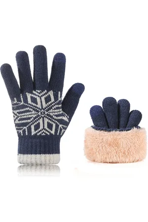Merkloos Dames Winter Verdikte Warme Gebreide Wollen Handschoenen Met Volledige Vingers - Zachte Fleece Gevoerde Handschoenen - Elastische Manchetten - Antislip Winter Gebreide Handschoenen - Outdoor Fiets Koude Bescherming Handschoenen
