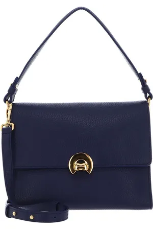 Coccinelle Leren Handtas Binxie Handbag Grained Leather Blauw