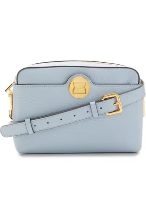 Coccinelle Leren Schoudertas Liya Handbag Grained Leather Lichtblauw