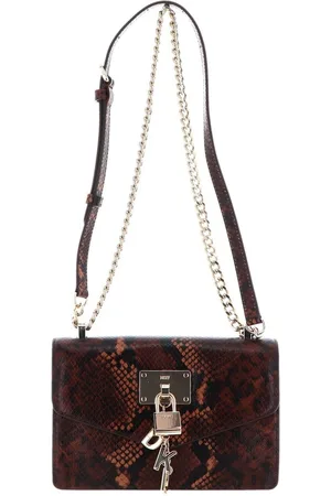 DKNY Leren Schoudertas Avondtas Elissa Shoulder Bag Bruine