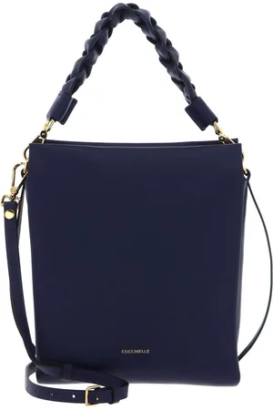 Coccinelle Leren Handtas Schoudertas Boheme Grana Double Handbag Double Grainy Leather Blauw