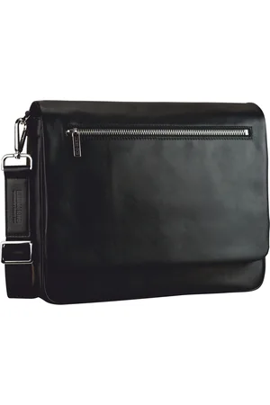 Leonhard Heyden Leren Schoudertas Laptoptas met laptopvak Montreal Shoulder Bag Zwart