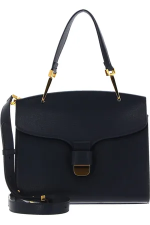 Coccinelle Leren Handtas Schoudertas Neofirenze Text Handbag Donkerblauw