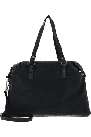 Campomaggi Leren Handtas Shopper Shopping Bag Flat Blauw